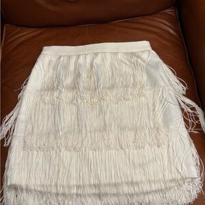 Aritzia Babaton White Fringe Mini Skirt